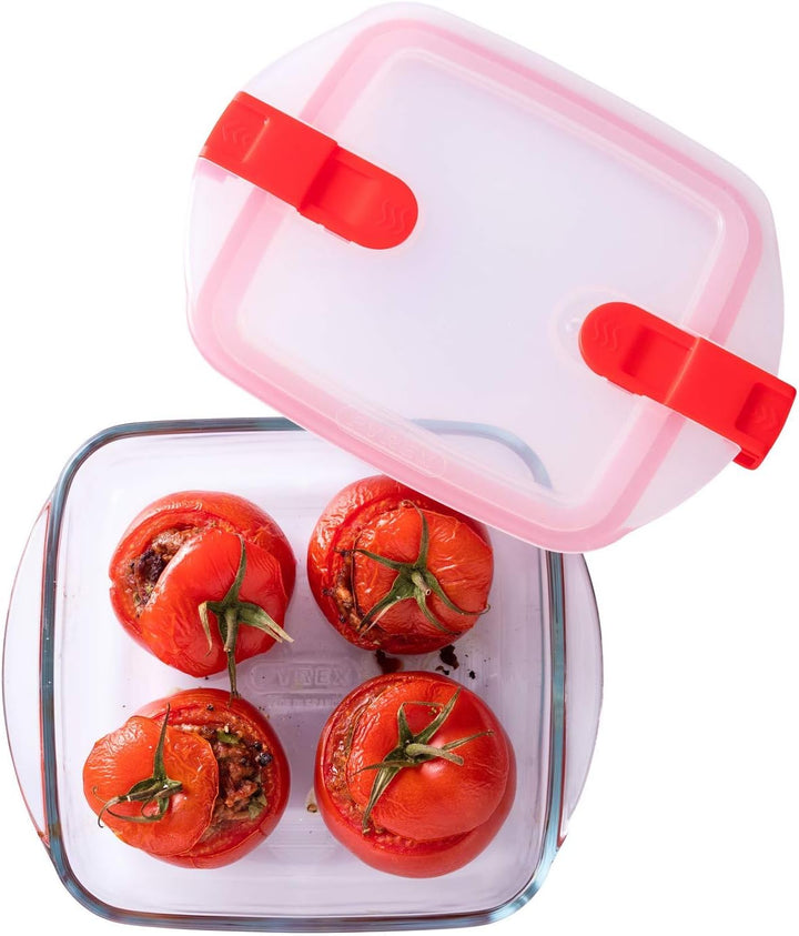 Pyrex Cook & Heat – Set mit 3 identischen quadratischen Behältern – 1 l – Borosilikatglas – Lunchbox