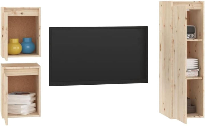 homiuse Wohnzimmer TV-Schränke 3 STK. Massivholz Kiefer Klassischen TV Schrank Set Wohnzimmer MöBel