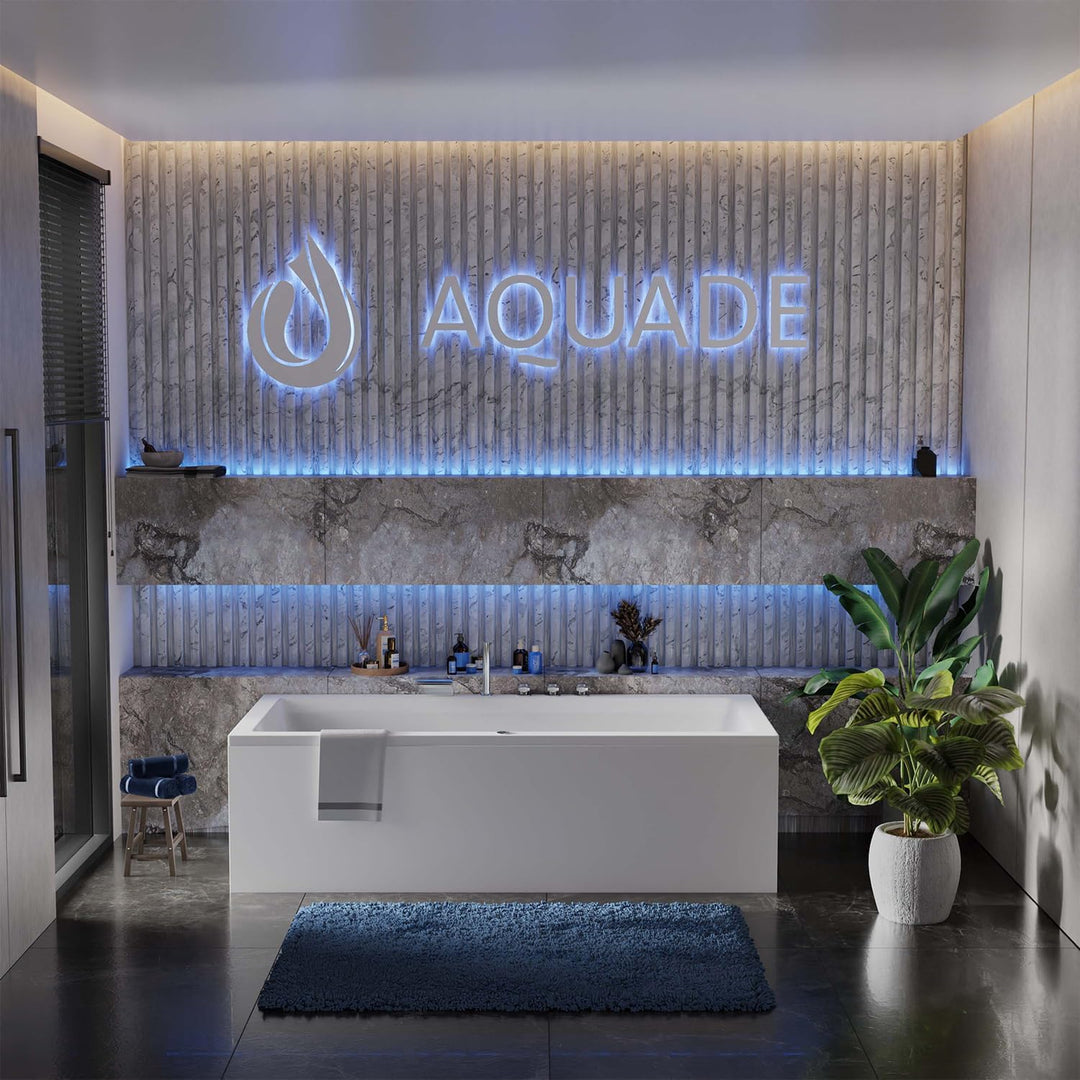 AQUADE Acryl Badewanne 190x90 Modell: Ulm - Weiss Badewanne Komplettset 190x90 - Badewannen mit Wann