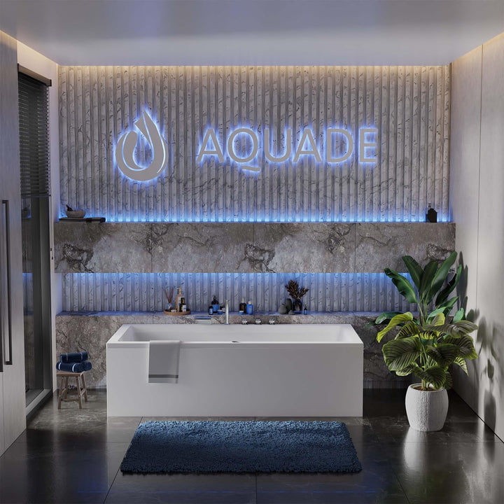 AQUADE Acryl Badewanne 190x90 Modell: Ulm - Weiss Badewanne Komplettset 190x90 - Badewannen mit Wann