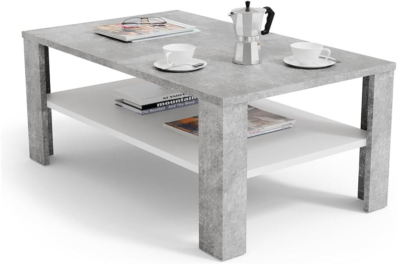 Vicco Couchtisch, Beton/Weiss, 100 x 42 cm, Beton