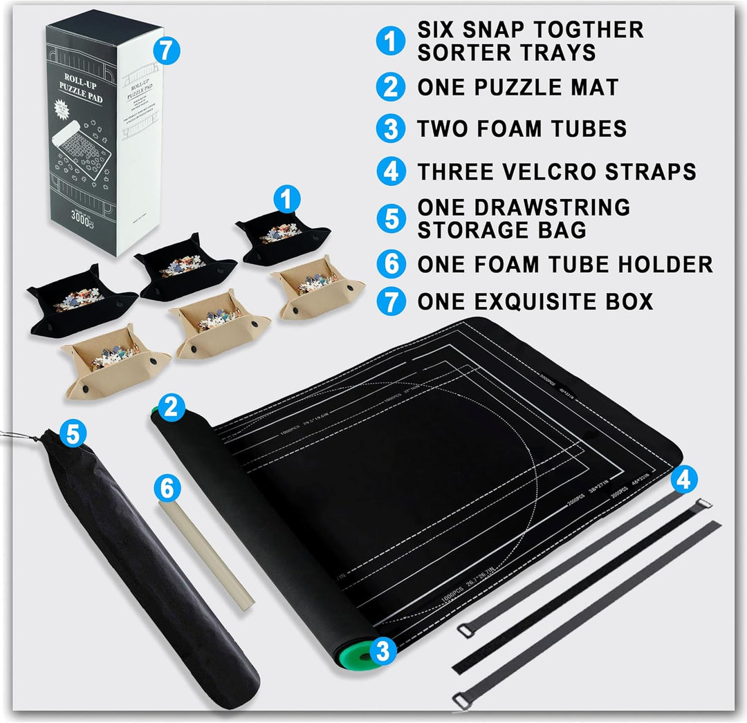 Puzzlematte 3000 2000 1500 1000 Teile, Puzzle Matte Roll, Puzzleunterlage Puzzlemappe Puzzlerolle Ma