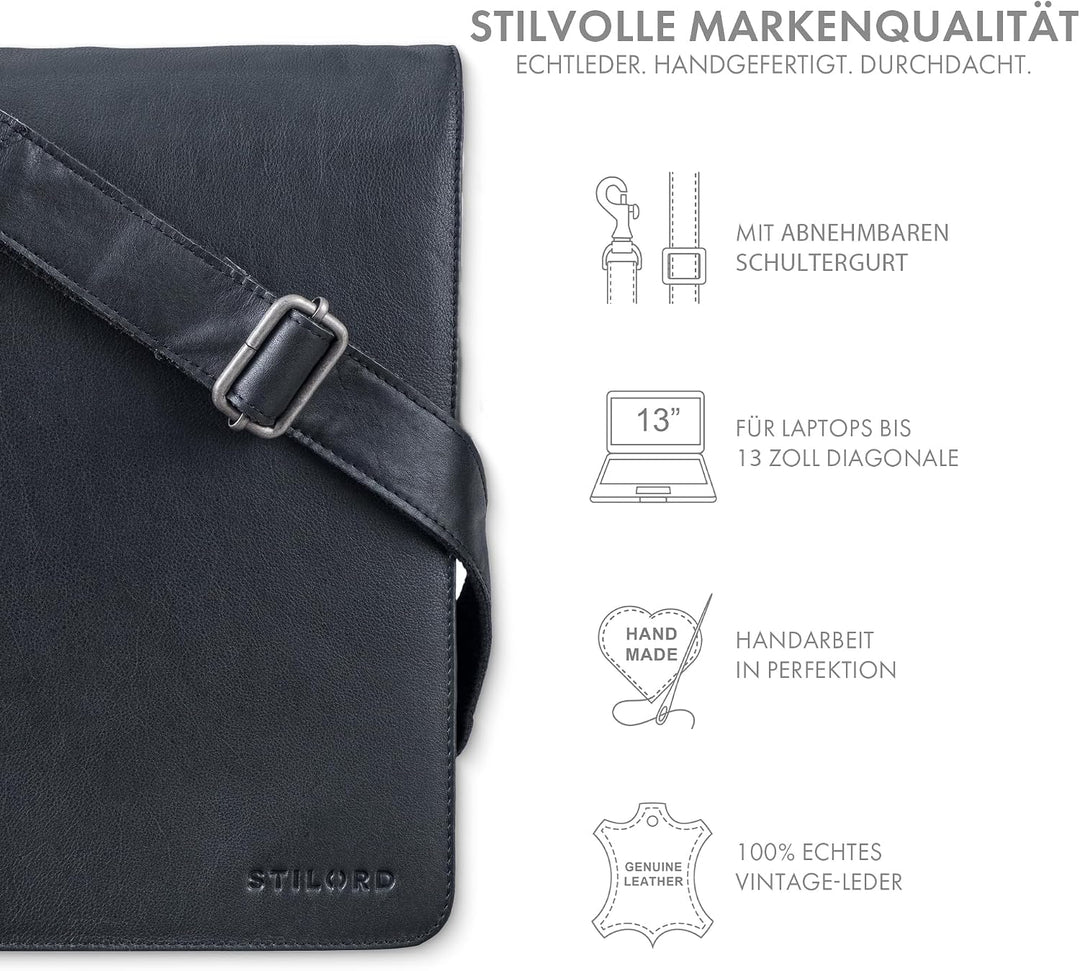 STILORD "Oxford Vintage Umhängetasche Leder Herren für 13 Zoll Tablet MacBooks und iPad Schultertasc