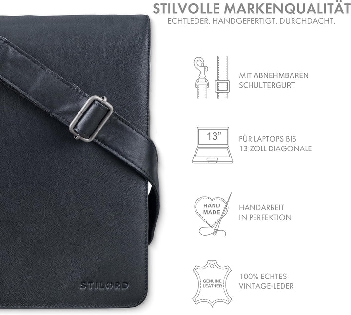 STILORD "Oxford Vintage Umhängetasche Leder Herren für 13 Zoll Tablet MacBooks und iPad Schultertasc