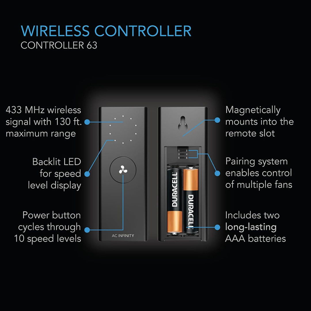 AC Infinity Controller 63 – Kabelloser Lüftercontroller mit 10 Drehzahlstufen für CLOUDLINE, AIRLIFT