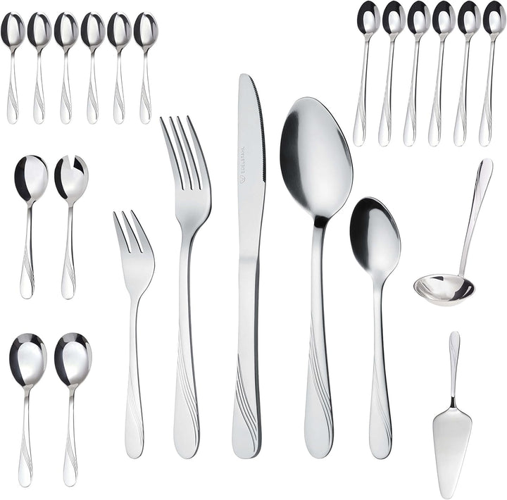 GRÄWE Besteck-Set für 6 Personen, 48-teilig - Tafelbesteck mit Vorlege- und Servierbesteck aus Edels