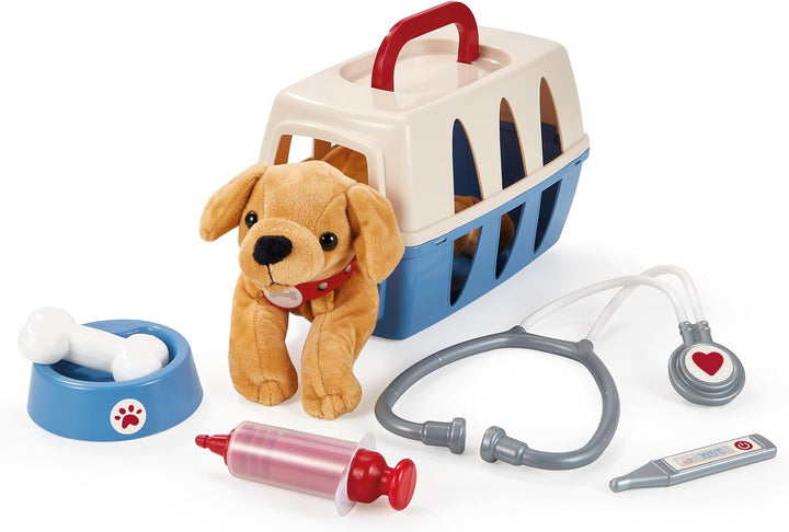 Ecoiffier Tierarztkoffer für Kinder, 24 cm – Hund aus Plüsch und Pflegezubehör inklusive – Nachahmun