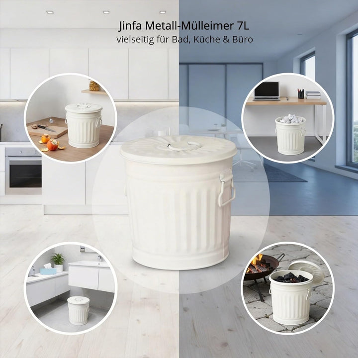 kleiner Mülleimer Küche Metalleimer mit Deckel Blech Eimer Biomüll Bad Abfalleimer Tischmülleimer -