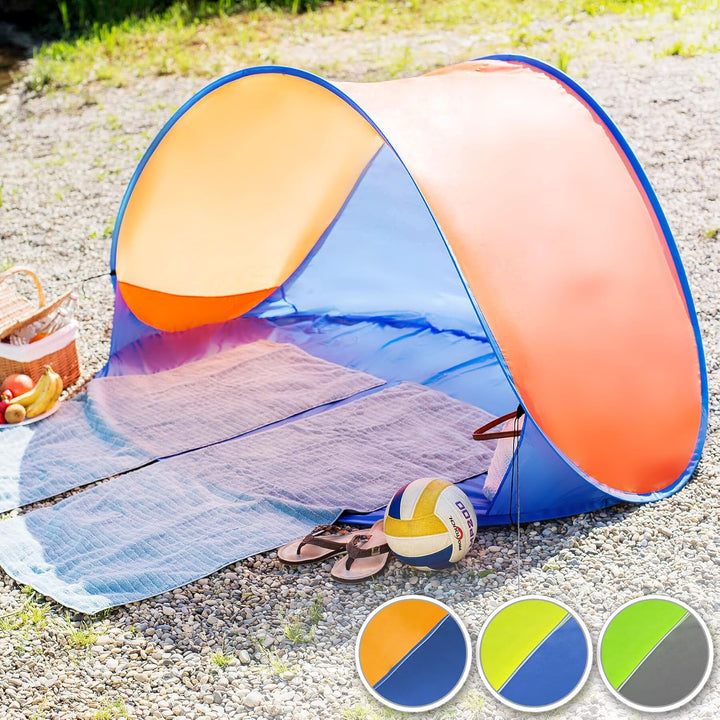 tectake® Strandmuschel Pop Up Zelt 2 Personen, Wurfzelt 220x120x100cm, Strandmuschel UV Schutz, Wind