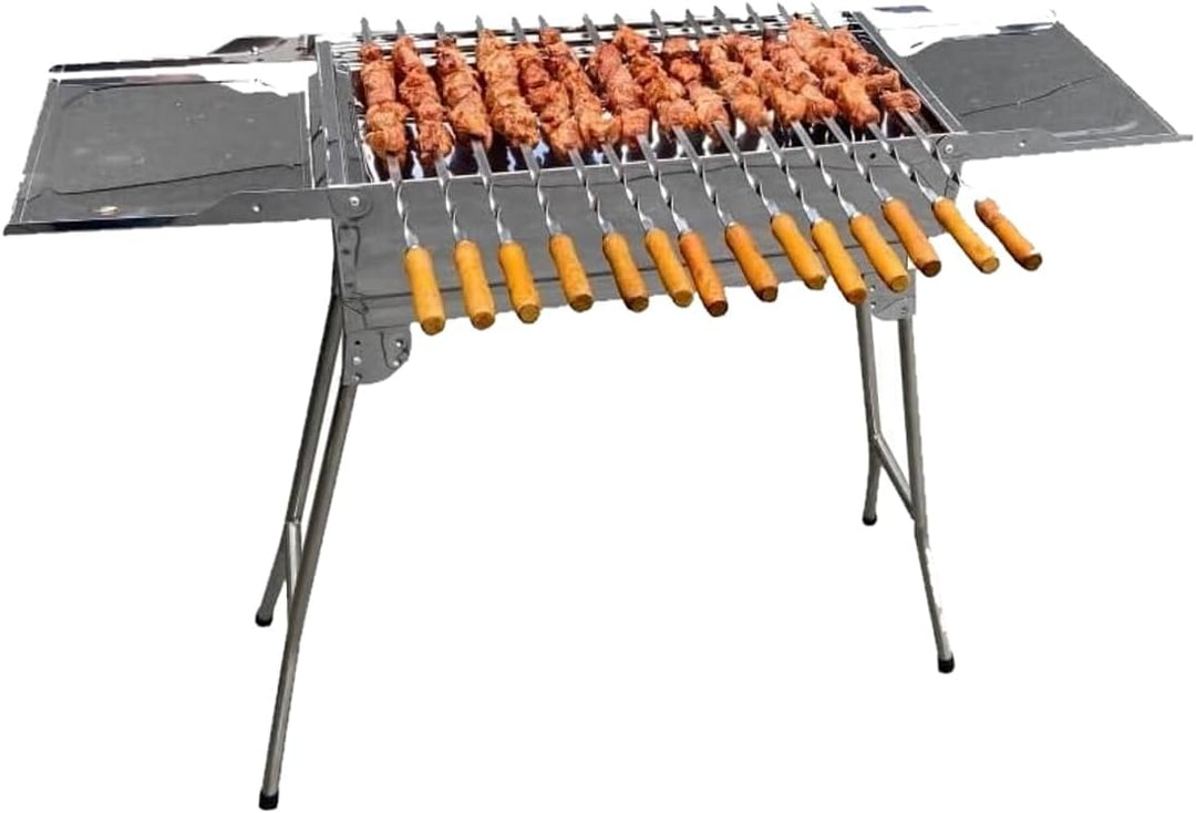 walexo Familien Grill Mangal mit klappbaren Füssen Schaschlik und BBQ Kohlegrill Säulengrill Standgr