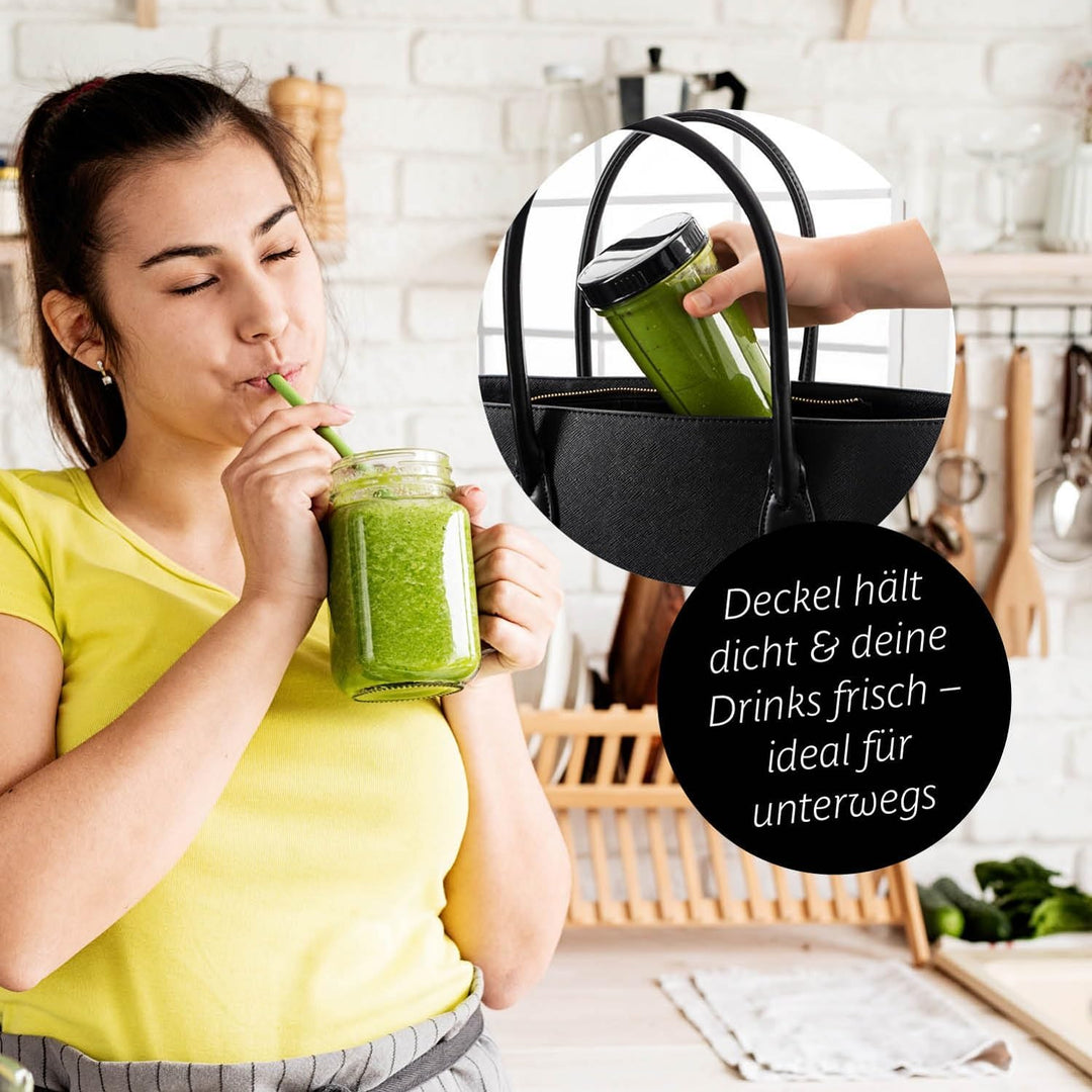 GOURMETmaxx Mr. Magic Smoothie Maker inkl. Frischhaltedeckel | Standmixer mit 8 Funktionen, inkl. To