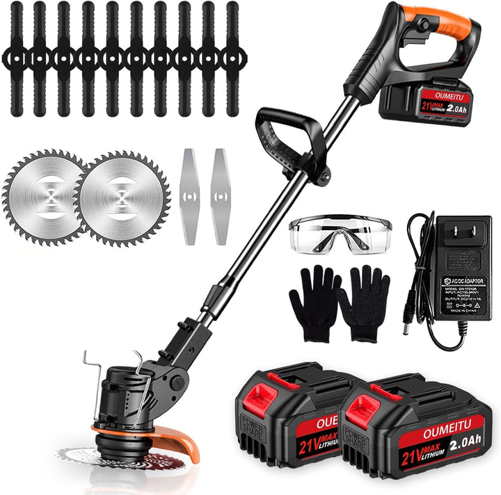 Akku Rasentrimmer mit Akku und Ladegerät, 3-in-1 Elektrischer Akku Motorsense &amp; Rasentrimmer Rasen m