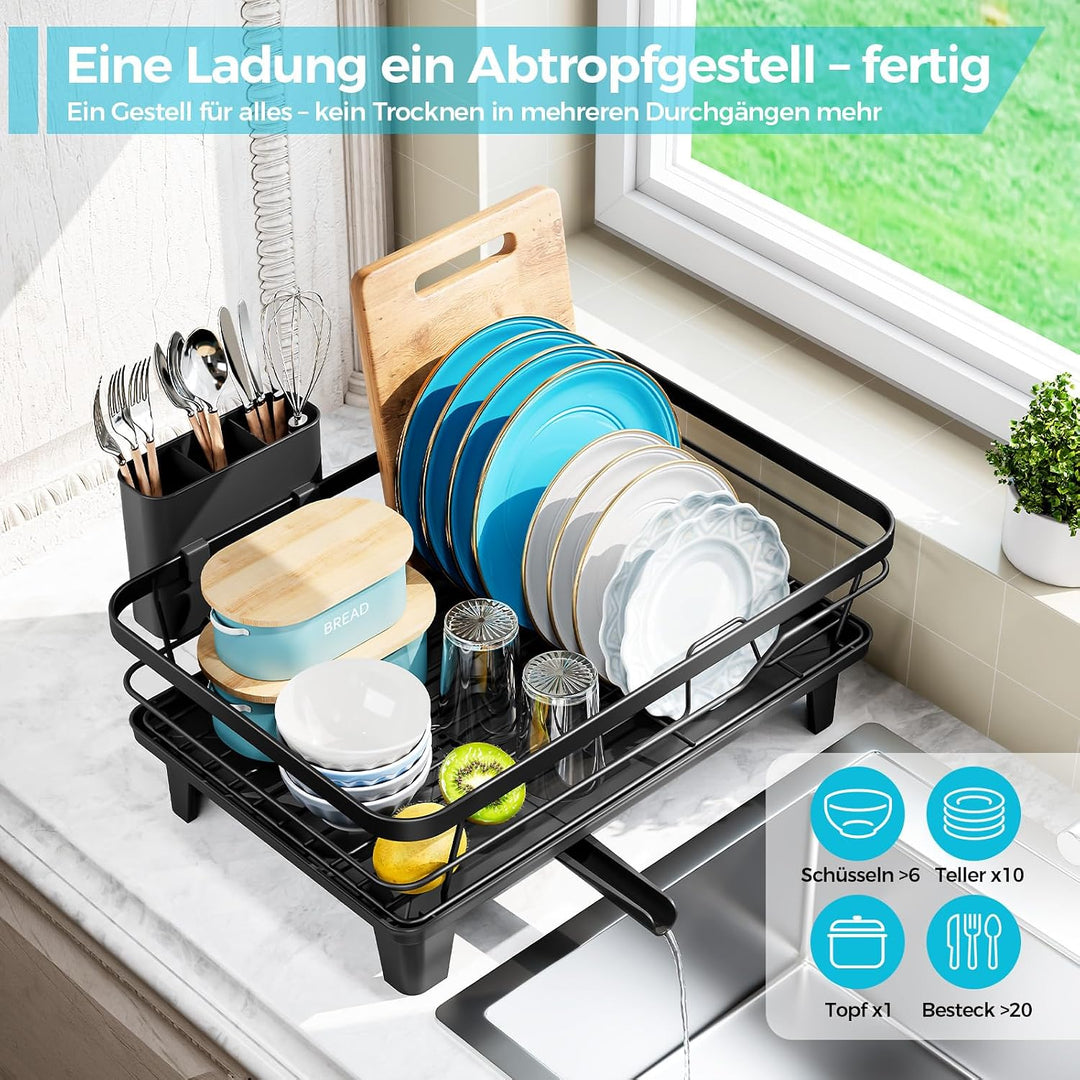Abtropfgestell Geschirr, Platzsparender Abtropfgestell für Küchentheke, Geschirrabtropfgestell aus E
