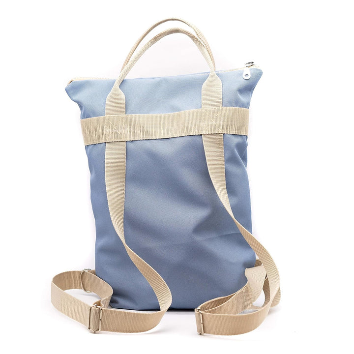 DIY Nähset/Nähpaket Rucksack/Shopper 37cm x 30cm Hellblau - beige mit Vordertasche