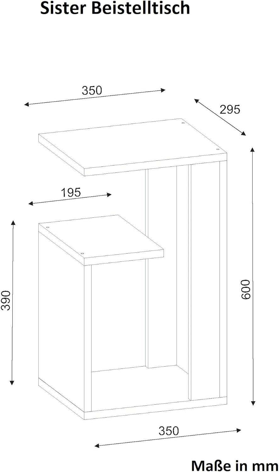 Alphamoebel moebel17 1551 Sister Couchtisch Beistelltisch Sofatisch Kaffeetisch, Dekotisch, mit Abla