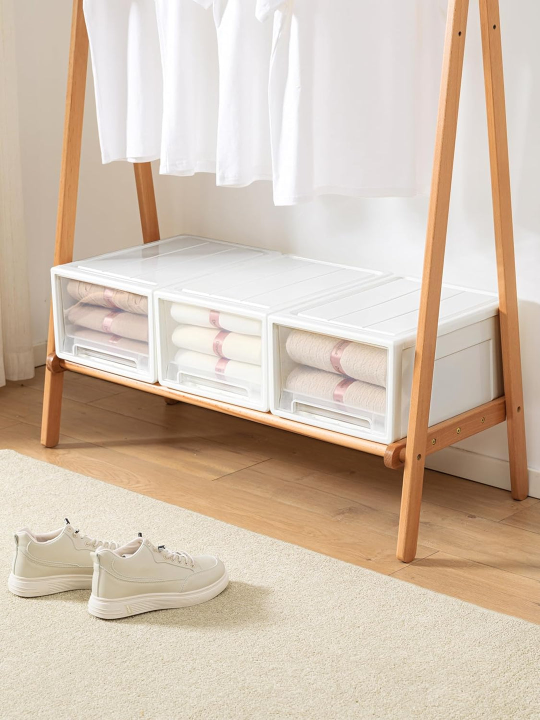 Cetomo 30L*3 Schubladenbox, Kunststoff Aufbewahrungsbox mit Schubladen, Stapelbar Schubladenschrank