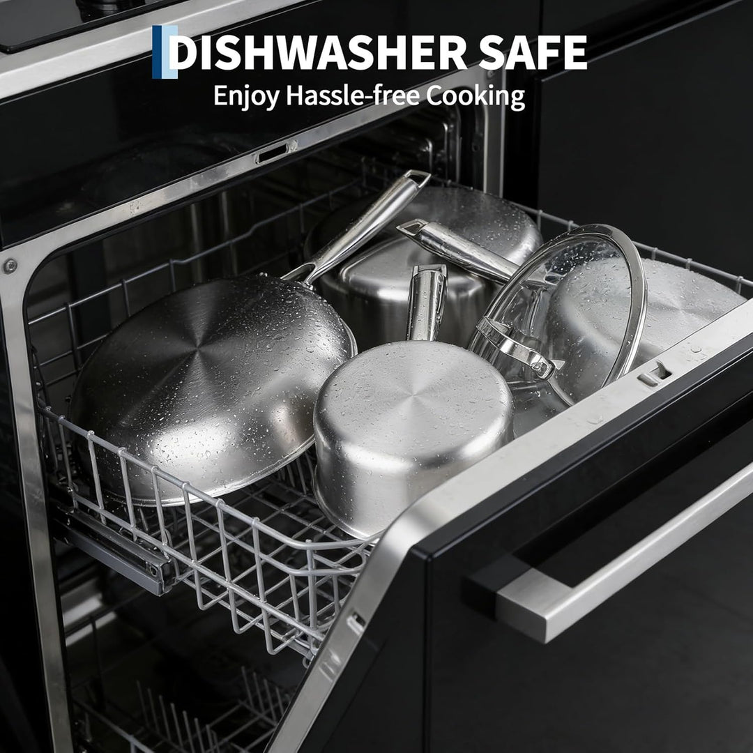 Garvee Tri-Ply Edelstahl Topfset 10-teilig, Induktions Kochgeschirr Set mit Gleichmässiger Wärmevert