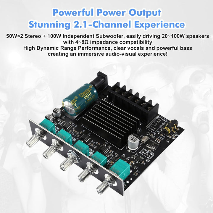 Bluetooth Verstärker HiFi-Verstärker: 2.1 Kanäle Stereo Audioverstärker, Kanal-Subwoofer 50W×2+100W,