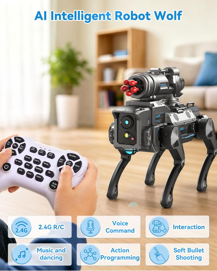 SIMREX Roboter Hund für Kinder, Interaktiver STEM Spielzeug, RC Robot