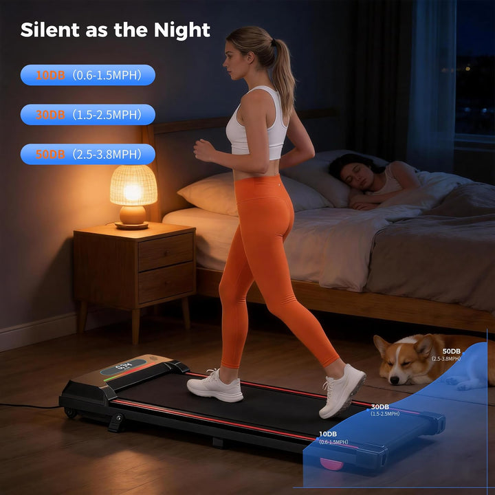 Walking Pad Laufband mit 5% Steigung für Zuhause und Büro | 2,5HP leiser Motor,RGB-Licht, Bluetooth
