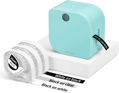 Phomemo Etikettendrucker Starter Kit, P12-Pro Mini Bluetooth Etikettiergerät mit 3 Etikettenbändern,