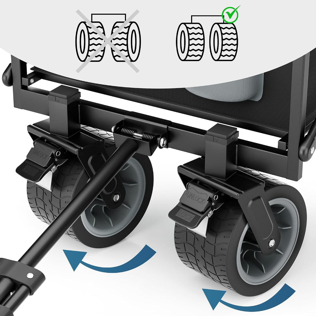 SAMAX Bollerwagen bis 200kg - 2in1 mit Bank - Faltbarer Handwagen Gartenwagen Strandwagen - Klappbar
