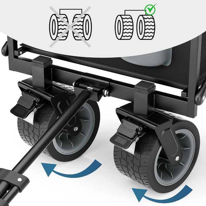SAMAX Bollerwagen bis 200kg - 2in1 mit Bank - Faltbarer Handwagen Gartenwagen Strandwagen - Klappbar