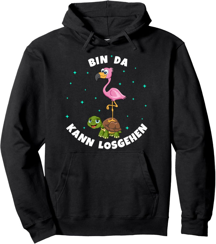 Flamingo Schildkröte Bin da kann losgehen Damen Mädchen Pullover Hoodie