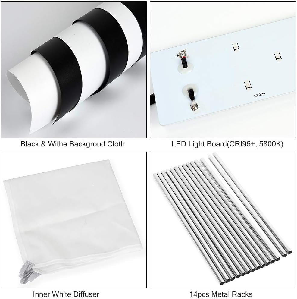 Godox LSD80 Mini LED Fotostudio 80 x 80 x 80 cm mit 2 Stück LED Lampenband Leistung 60 W 10000~11000