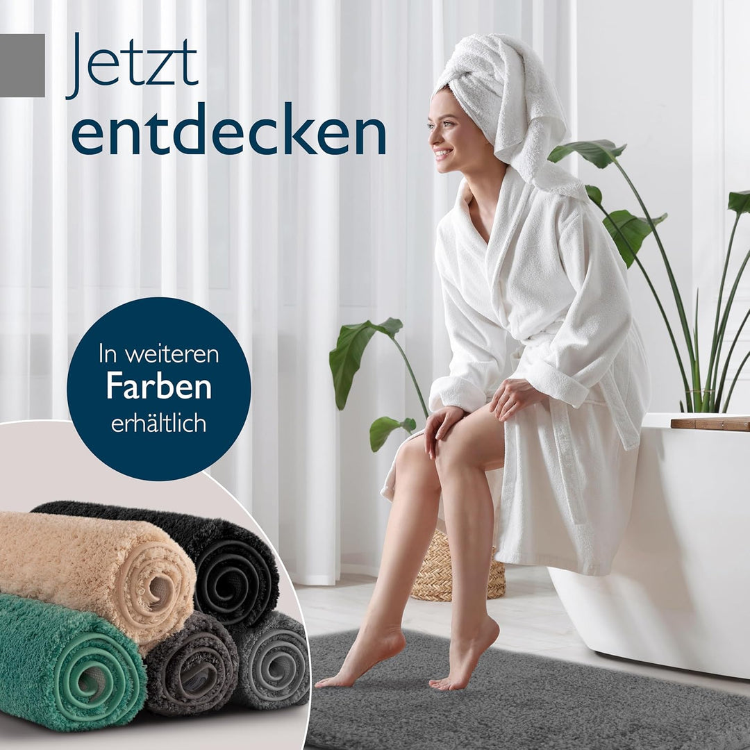 Beautissu Badvorleger rutschfest Waschbar 80x50 cm – Duschvorleger Hochflor Badematte rutschfest Sha