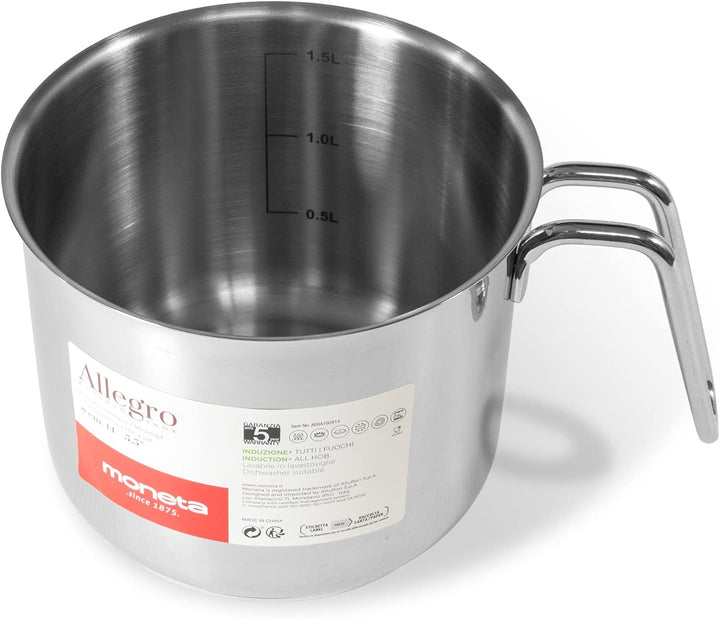 Moneta Allegro Bollilatte 12 cm in Acciaio Inox per tutti i Fuochi 1.3 Litri 12cm, 12cm