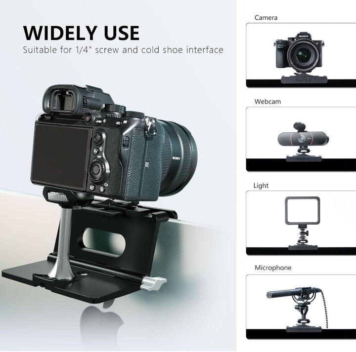 RAUBAY 【CM02】 Monitor-Kamera-Halterungsständer, hängende Webcam-Klemme mit 1/4-Zoll-Schraube, MILC-M