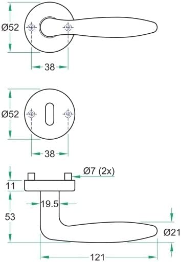 49.342.02 Türbeschlag Modell CESENA BB - Edelstahl Drücker Paar mit Hochhaltefeder auf Rosetten 52mm
