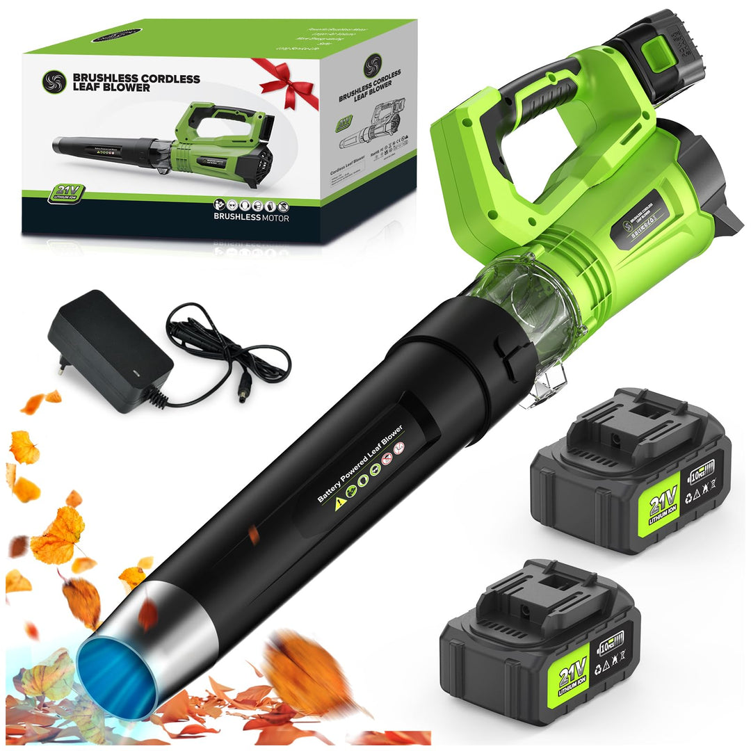 Laubbläser Akku, 320 km/h Laubsauger Akku mit 8000mAh Akkus, 5-Gang &amp; Turbomodus,750 CFM,98000 U/min