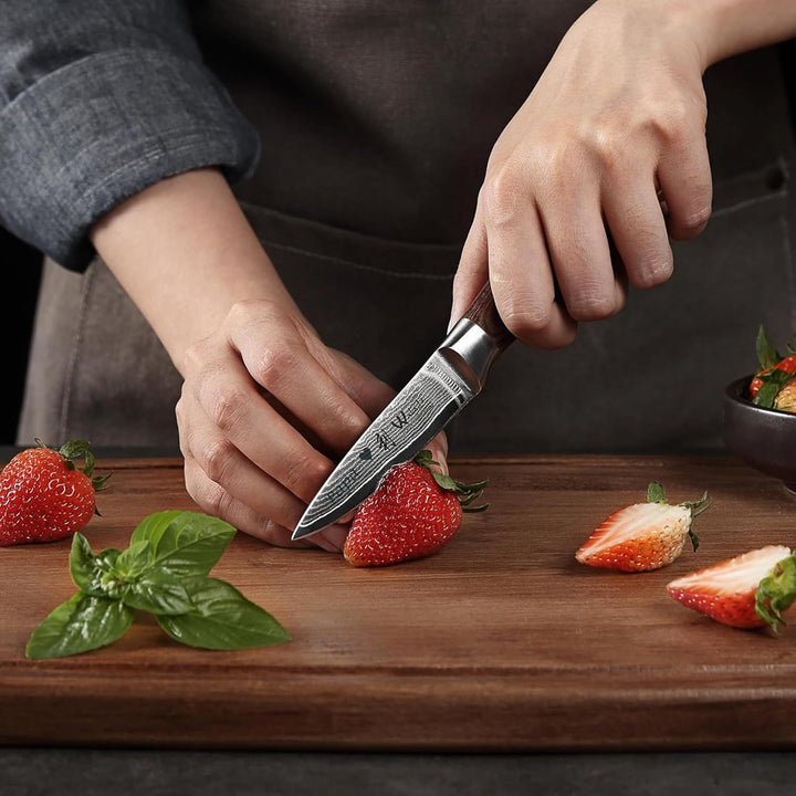 Wakoli EDIB 4er Damastmesser Set mit Gravur – Personalisiertes Küchenmesser Set, Santoku, Fleischmes