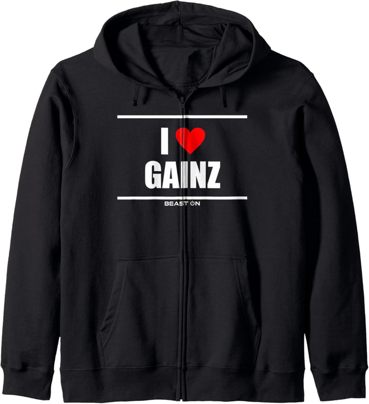 I Love Gainz Gains Bodybuilding Gym Fitness Training Sprüche Kapuzenjacke