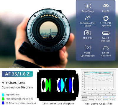 VILTROX 35mm F1.8 Z STM Autofokus Vollformat Objektiv Weitwinkelobjektiv für Nikon Z-Bajonett Kamera