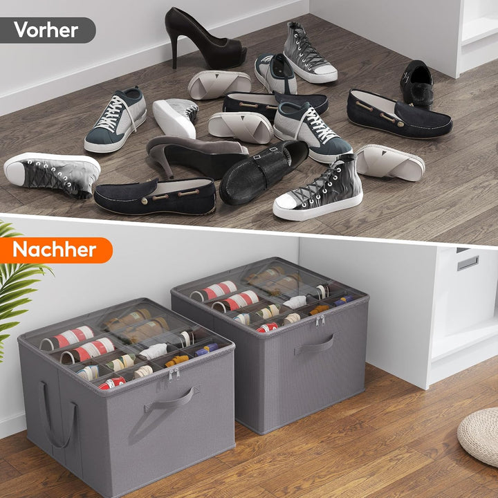 Lifewit Schuhorganizer für 16 Paar, Grosser Schuhschran für Closet mit Unterteilungen und Deckel, Pl
