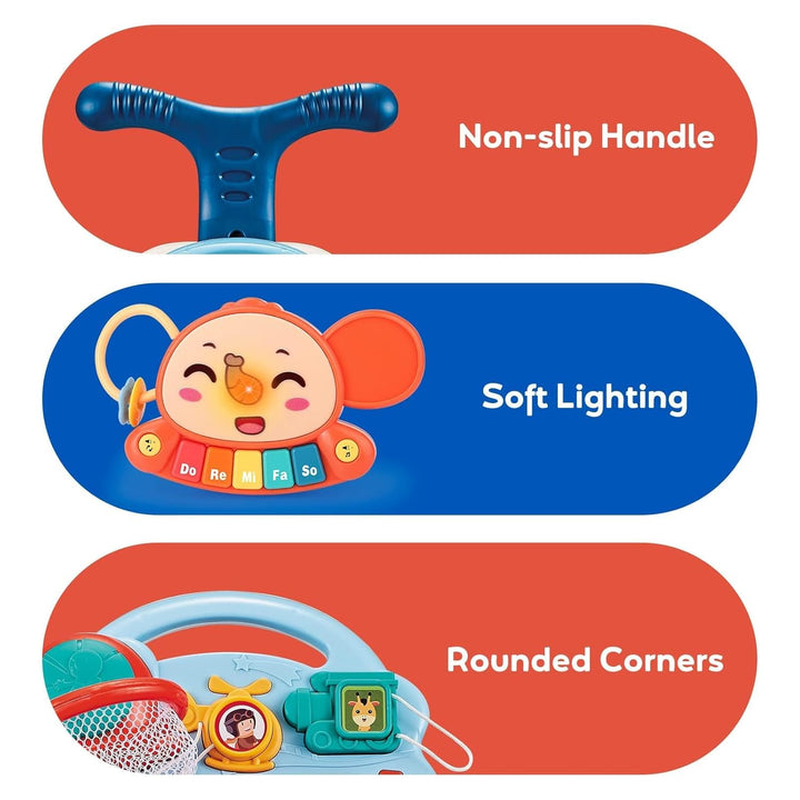 Lauflernhilfe für Kinder, 2 in 1 Lauflernwagen mit Montessori Spielzeug und Geräusche, Musik und abn