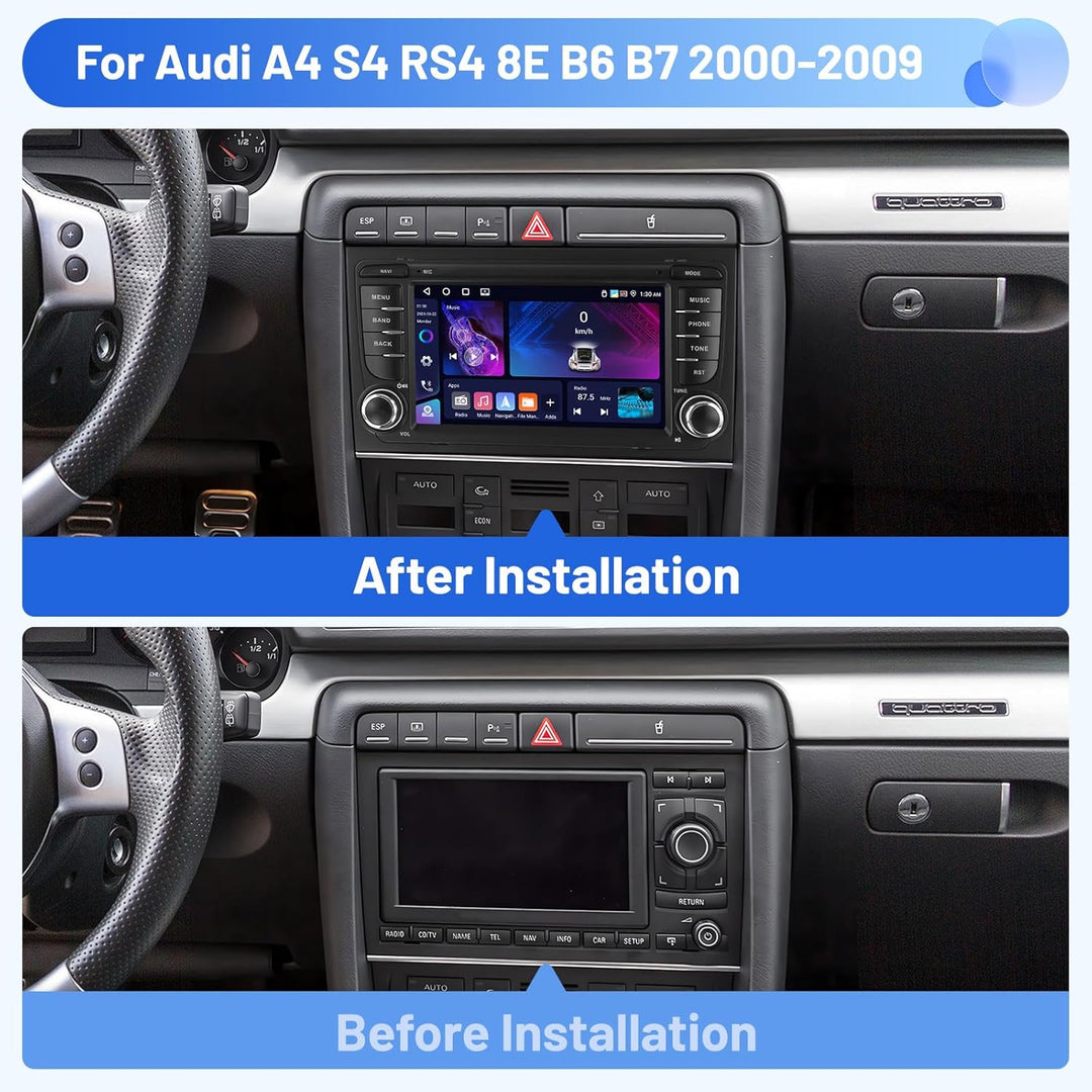 Inefala Android 15 Autoradio für Audi A4 S4 RS4 8E B6 B7 2000-2009 4+64G mit Wireless CarPlay Androi