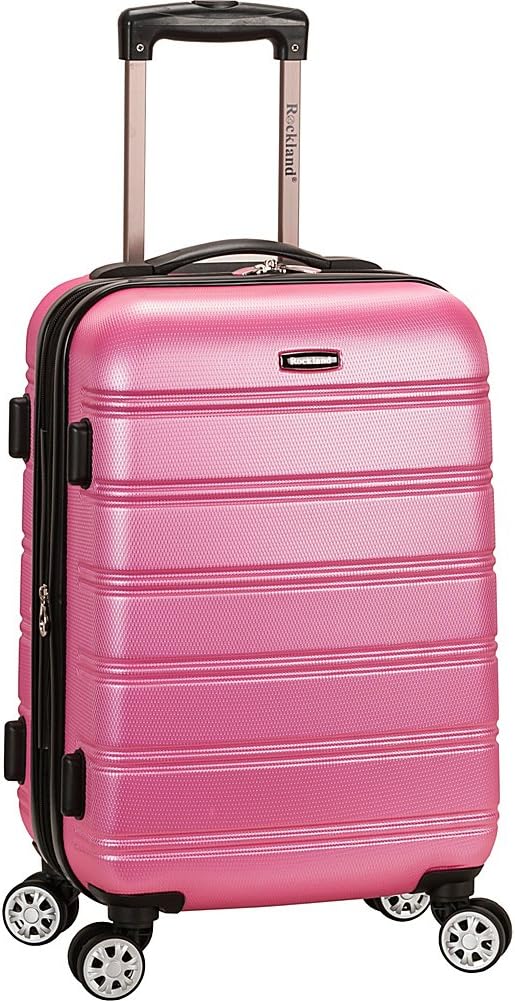 Rockland Melbourne Hardside Expandable Spinner Wheel Luggage, Pink, Carry-On 20-Inch, Melbourne Hard