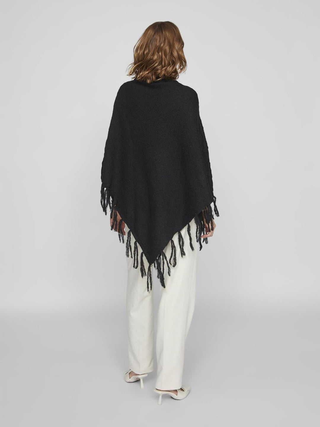 Vila Damen Vichinti New Rollneck Knit Poncho/Su Strickponcho Einheitsgrösse Schwarz, Einheitsgrösse