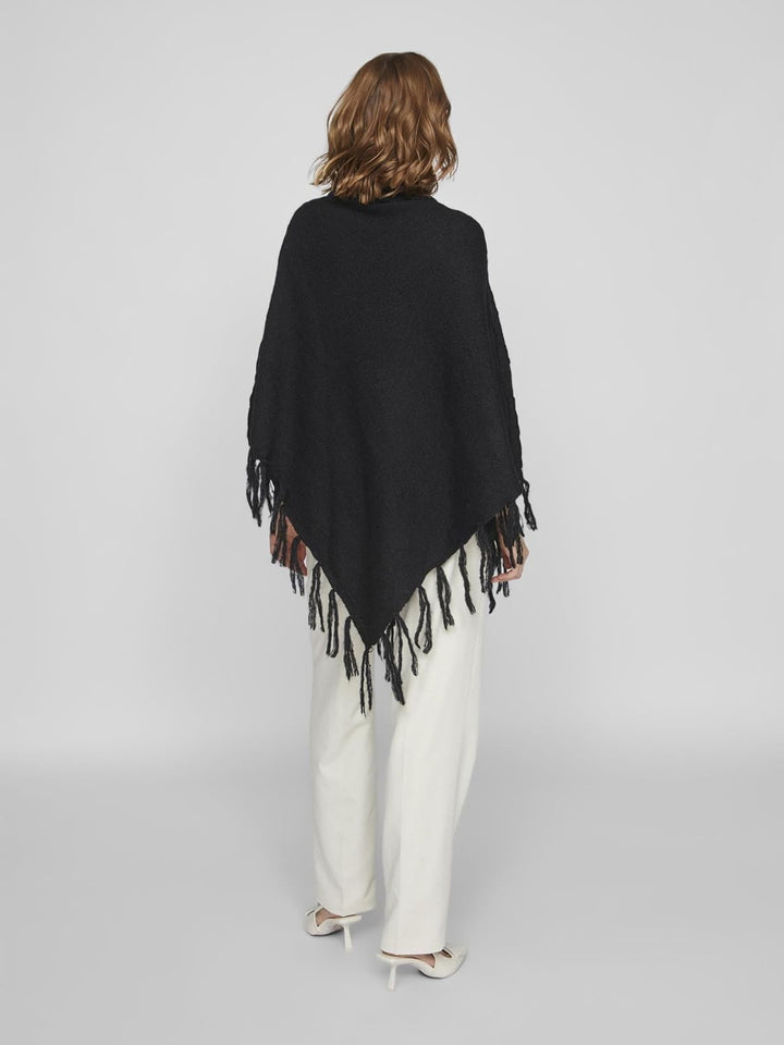 Vila Damen Vichinti New Rollneck Knit Poncho/Su Strickponcho Einheitsgrösse Schwarz, Einheitsgrösse