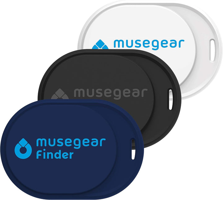 musegear Schlüsselfinder Mini mit Bluetooth App I Keyfinder laut für Handy im 3er Pack: dunkelblau,