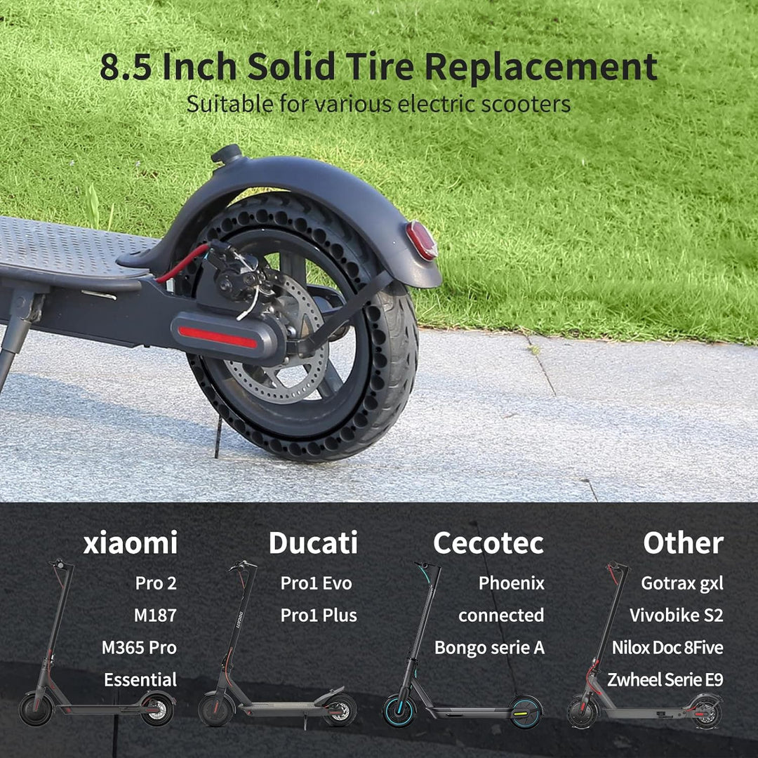 HAONAIMO E Scooter Reifen, 2 Stück Solid Reifen, 8,5 Zoll Solid Ersatzräder mit Montagewerkzeug, M36