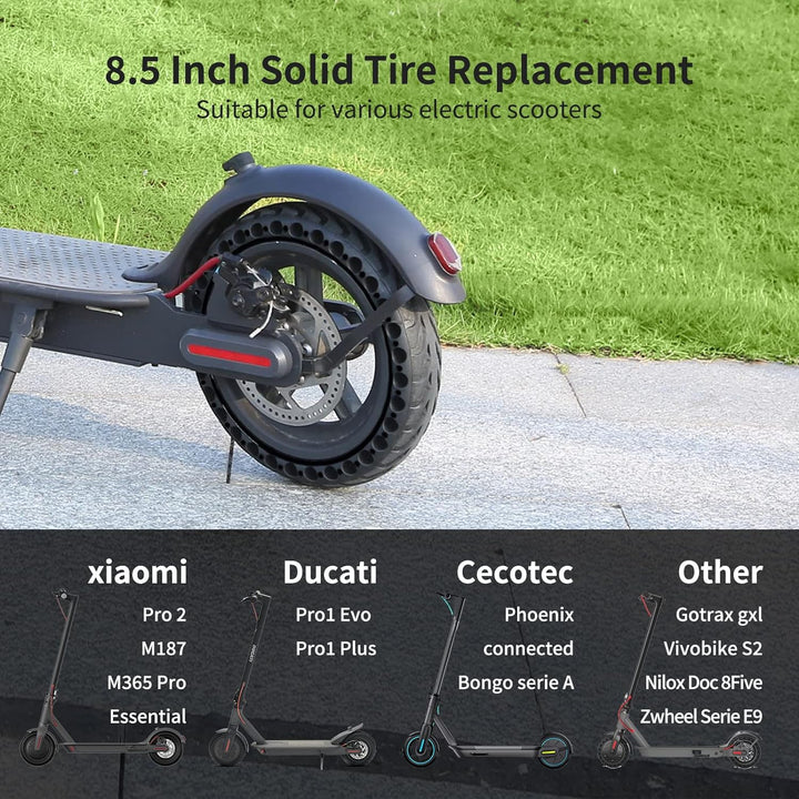 HAONAIMO E Scooter Reifen, 2 Stück Solid Reifen, 8,5 Zoll Solid Ersatzräder mit Montagewerkzeug, M36