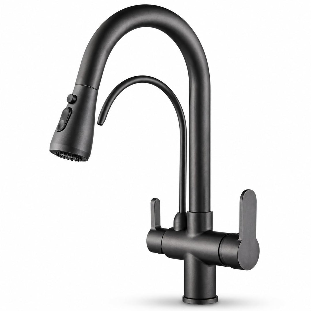 Ari 3-Wege Küchenarmatur Mit Ausziehbarer Brause Wasserhahn Küche Spültischarmatur Mischbatterie Gra
