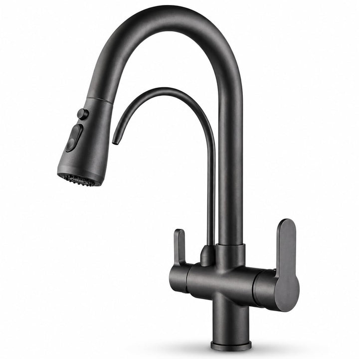 Ari 3-Wege Küchenarmatur Mit Ausziehbarer Brause Wasserhahn Küche Spültischarmatur Mischbatterie Gra