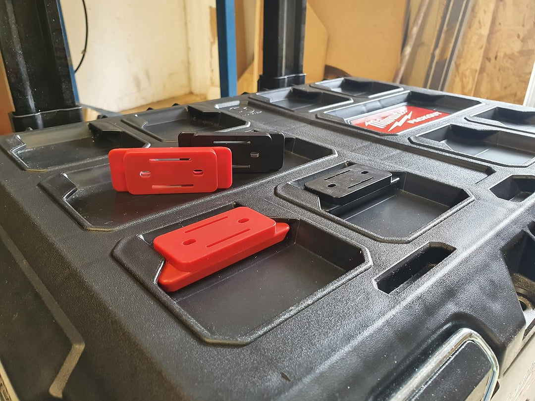 StealthMounts Montagefüsse für Milwaukee Packout System (Rot) | Robuste Befestigung für Werkzeugkoff
