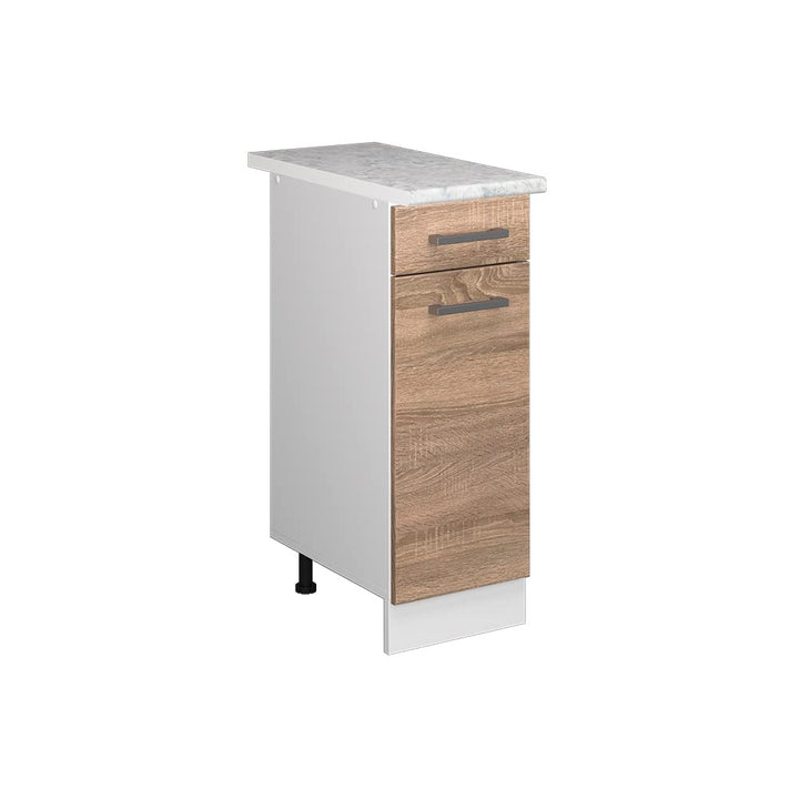Vicco Küchenunterschrank R-Line, Sonoma/Weiss, 30 cm, AP Marmor